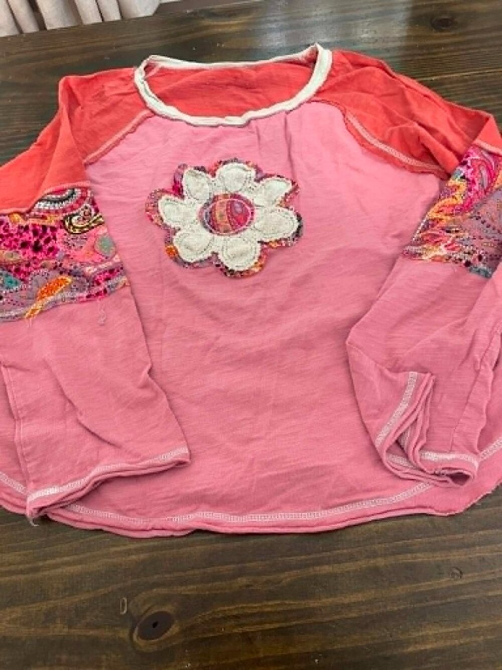 Ladies XL Long Sleeve shirt, Patchwork, Flower Print, Fairycore